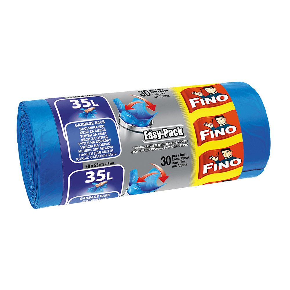 FINO SACI MENAJ CU URECHI 35L EASY-PACK ALBASTRU 30BUC