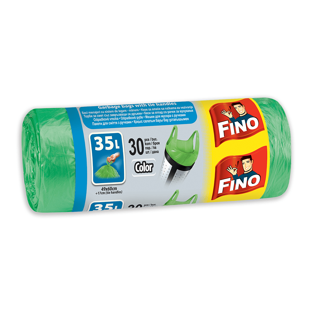 FINO SACI MENAJ CU MANER 35L COLOR 30BUC