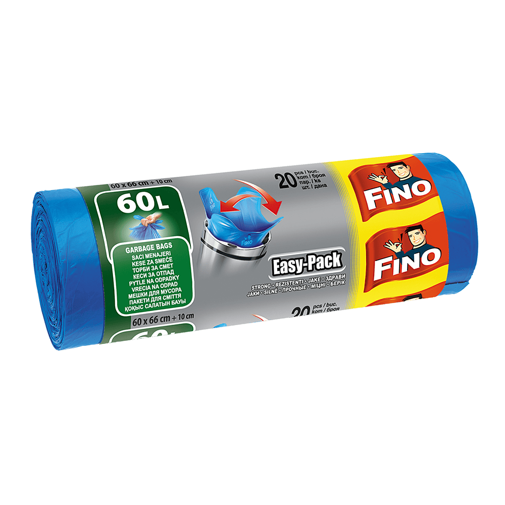 FINO SACI MENAJ CU URECHI 60L EASY-PACK ALBASTRU 20BUC
