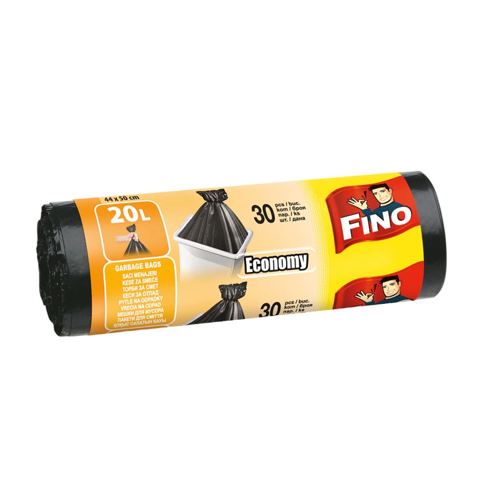 FINO SACI MENAJ 20L ECONOMY NEGRU 30BUC