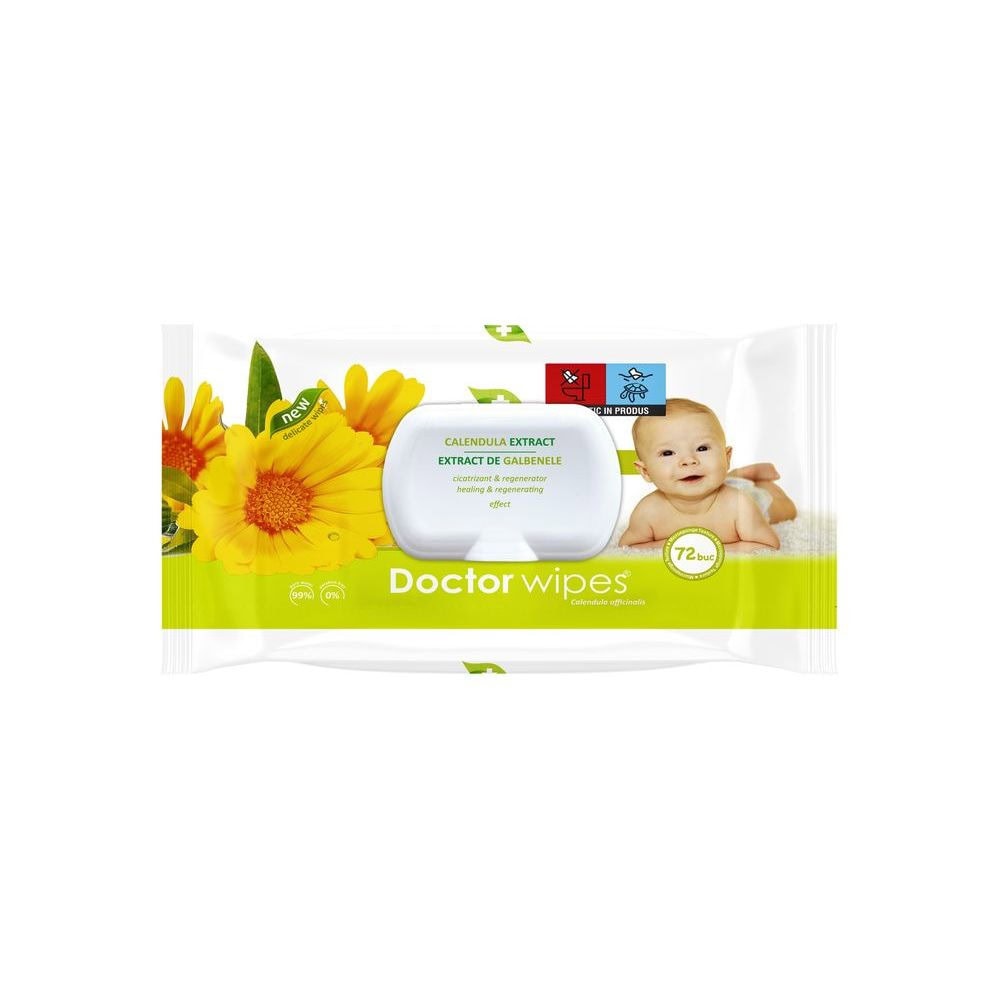 DR.WIPES SERVETELE UMEDE BABY CAPAC 72BUC GALBENELE