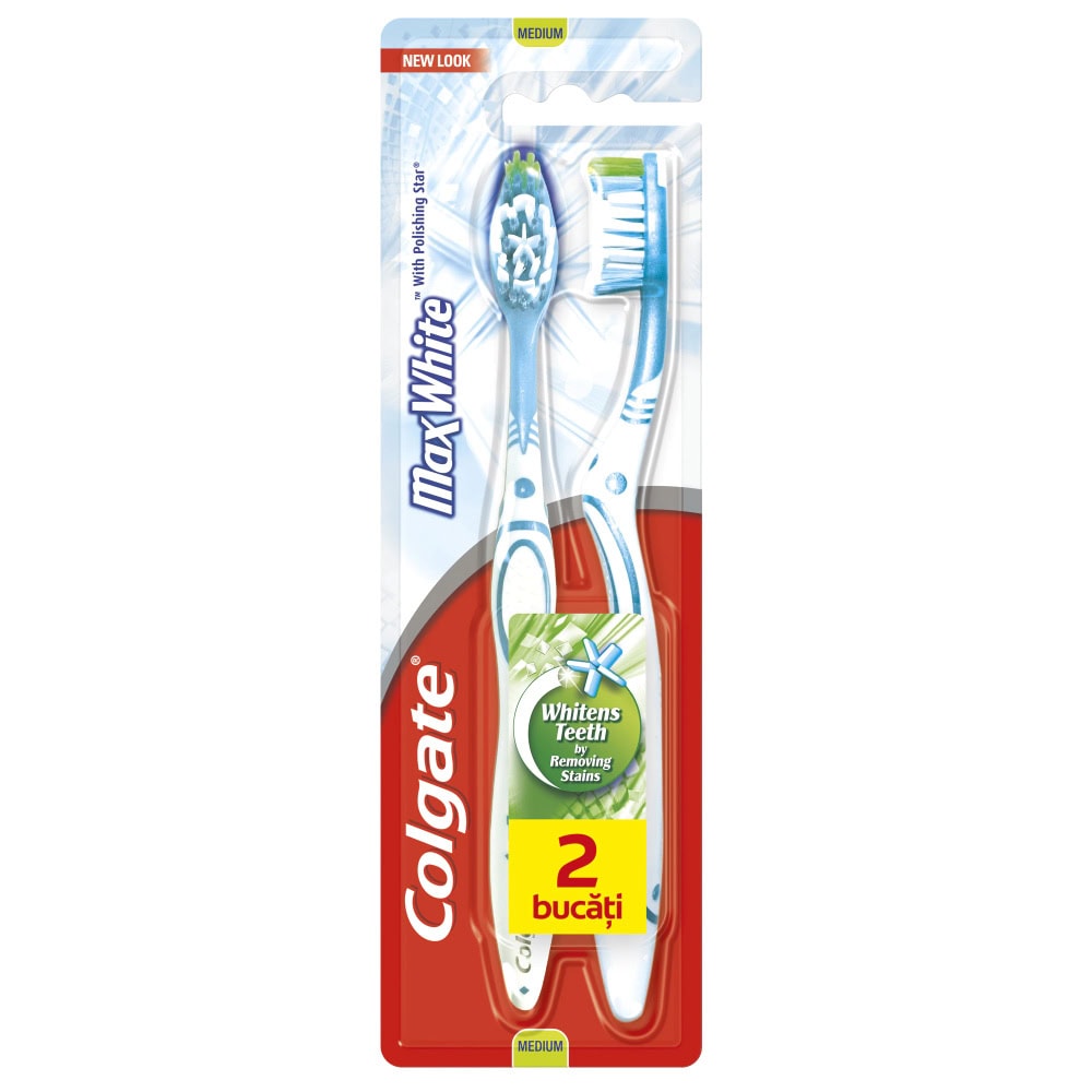 COLGATE PERIUTE MAX WHITE MED. 2BUC/SET