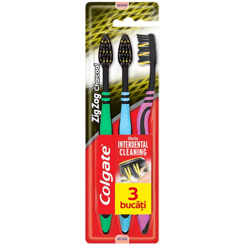 COLGATE PERIUTE ZIG-ZAG CHARCOAL 3BUC/SET