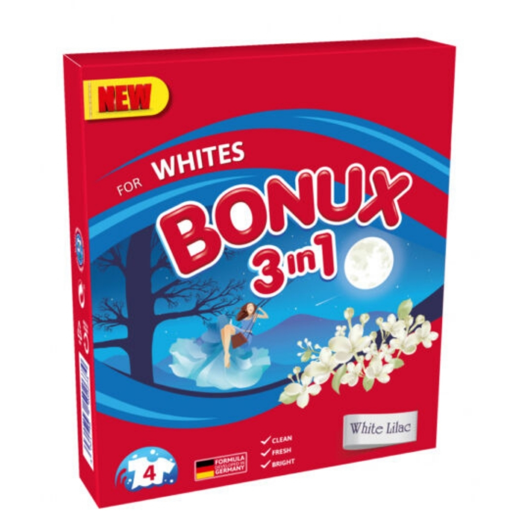 BONUX DETERGENT PUDRA AUTOMAT 300G LILIAC ALB 4 SPALARI