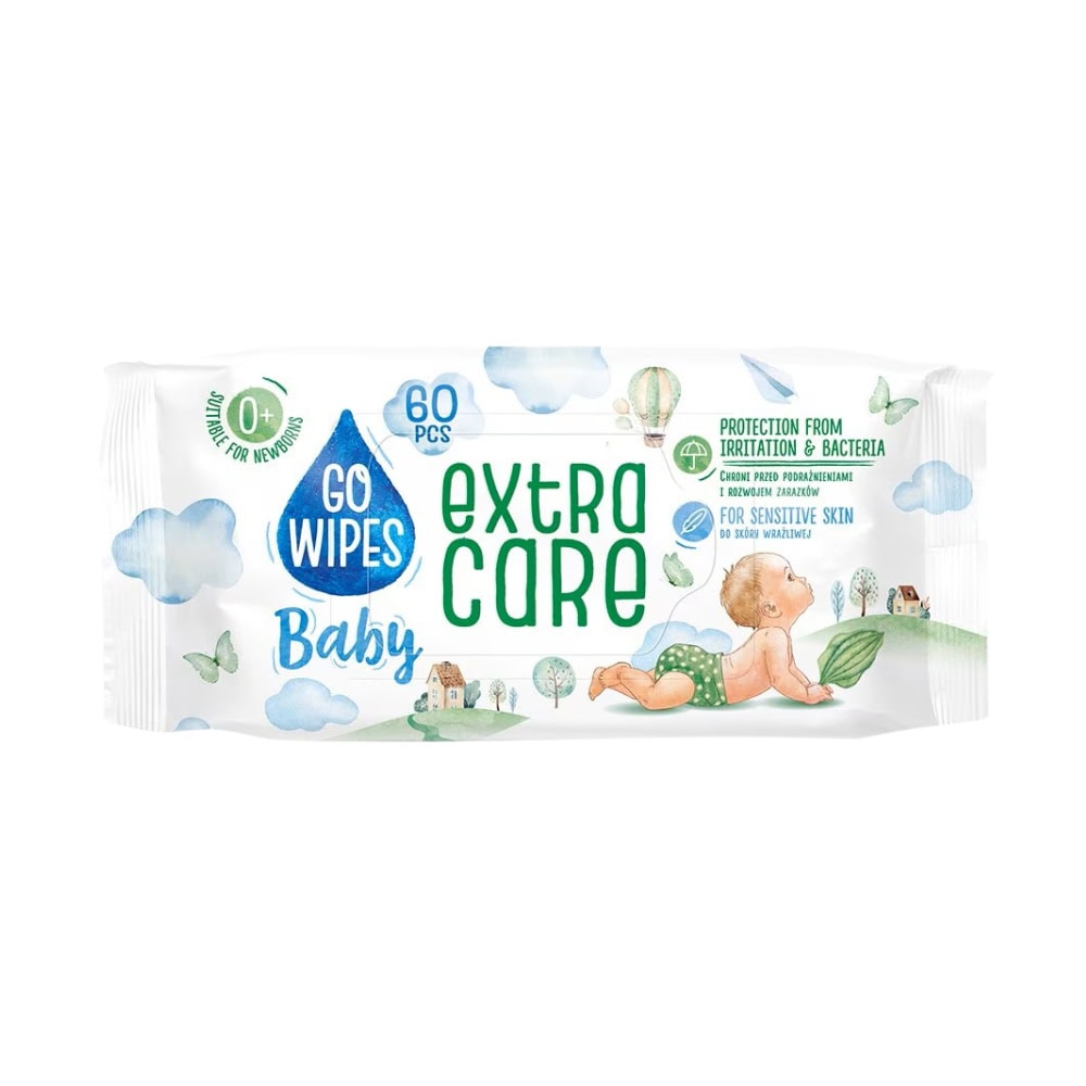 GO WIPES SERVETELE UMEDE COPII 60BUC EXTRA CARE