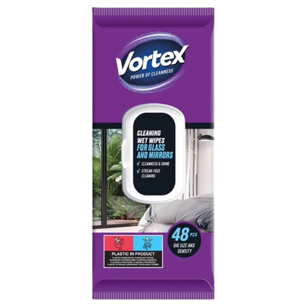 VORTEX SERVETELE UMEDE CU CAPAC 48BUC STICLA&OGLINDA