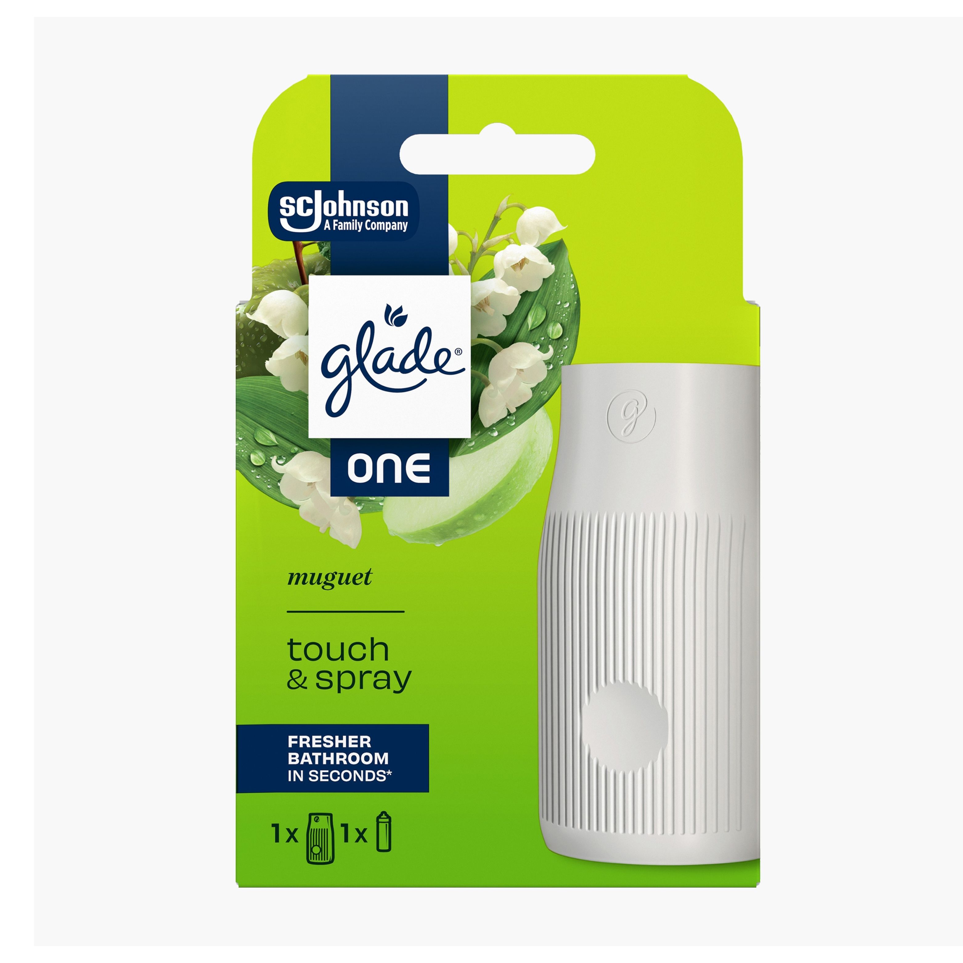 GLADE ONE TOUCH&SPRAY ODORIZANT+REZERVA 10ML MUGUET