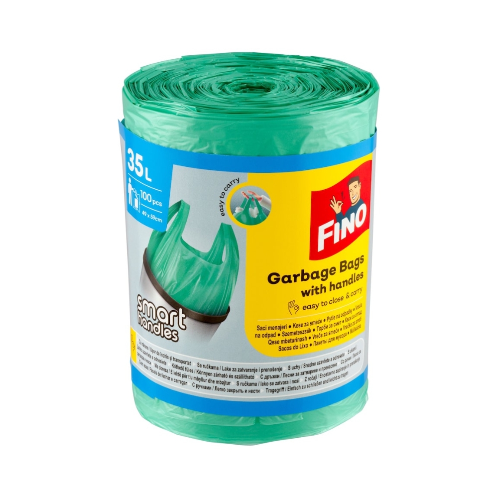 FINO SACI MENAJ CU MANER 35L COLOR 100BUC