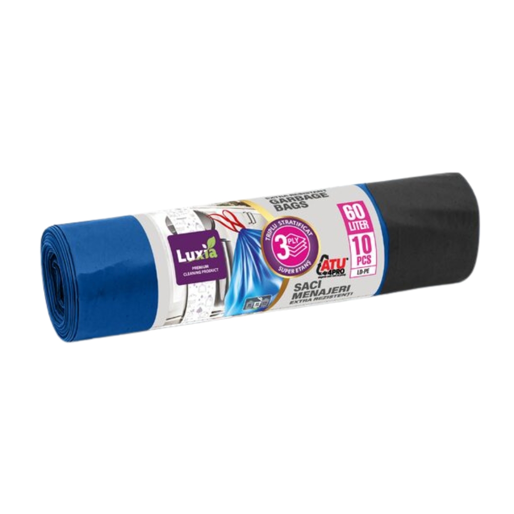 LUXIA SACI MENAJ CU SNUR 60L EXTRA REZISTENTI 10BUC