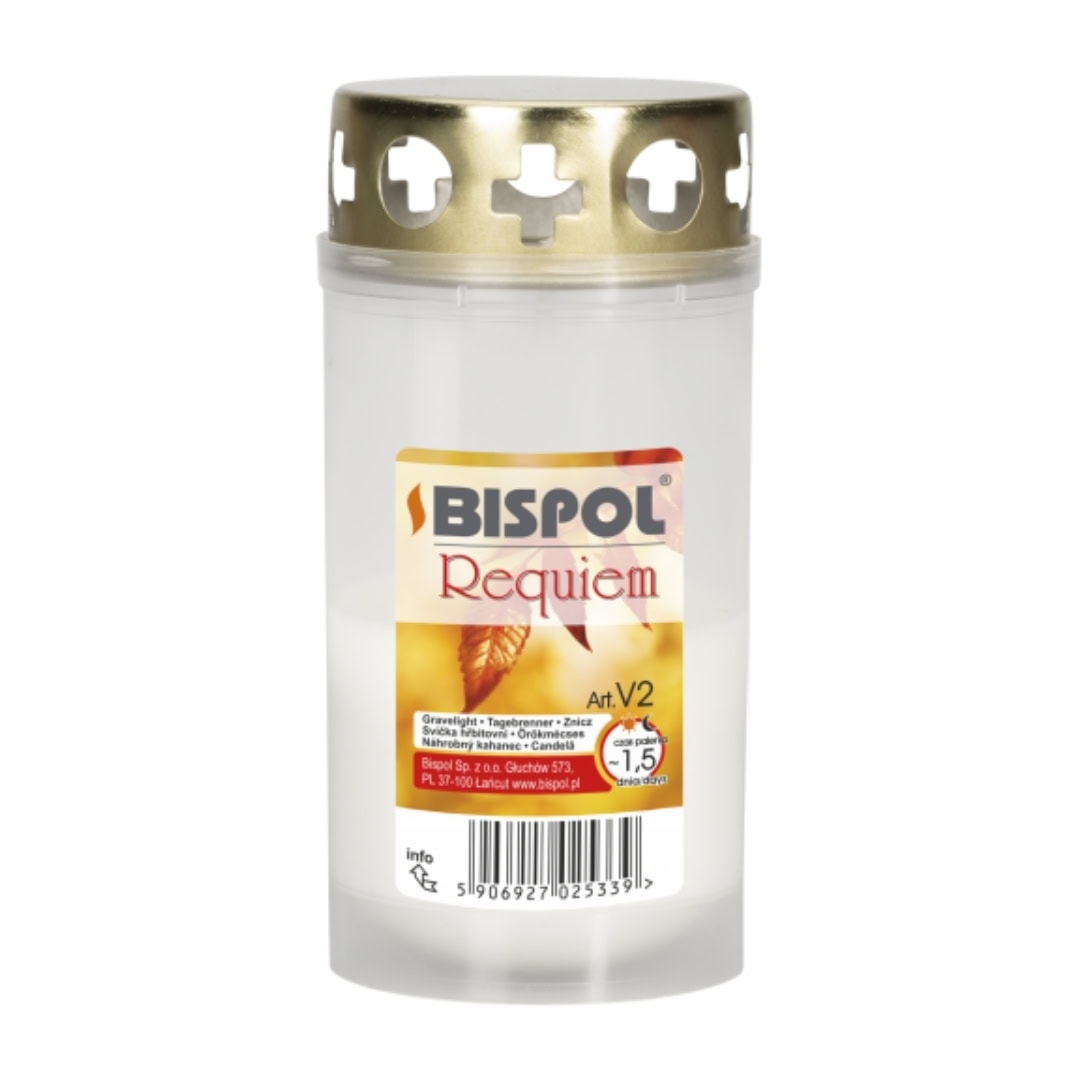 BISPOL CANDELA PLASTIC CU CAPAC V2 ALB 36H