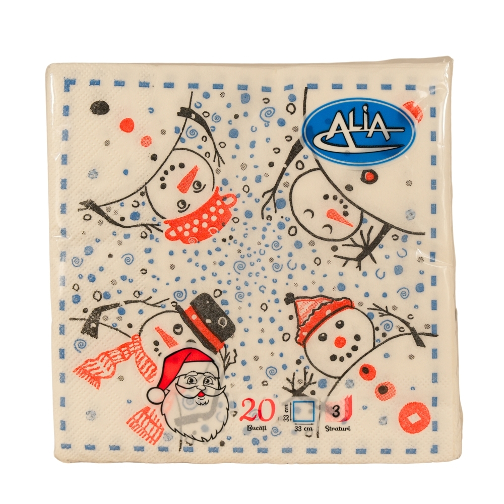 ALIA SERVETELE MASA 3STR 20BUC 33X33CM CRACIUN