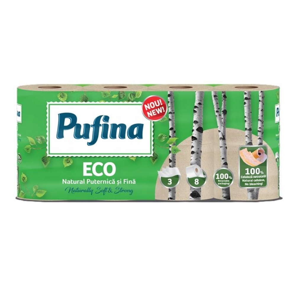 PUFINA HARTIE IGIENICA 3STR 8ROLE ECO