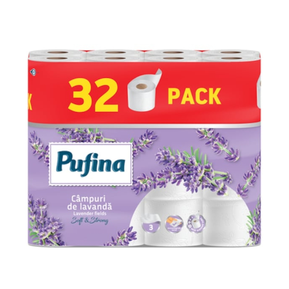 PUFINA HARTIE IGIENICA 3STR 32ROLE LAVANDA