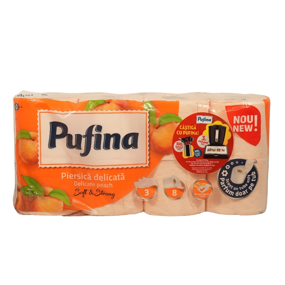 PUFINA HARTIE IGIENICA 3STR 8ROLE PIERSICA