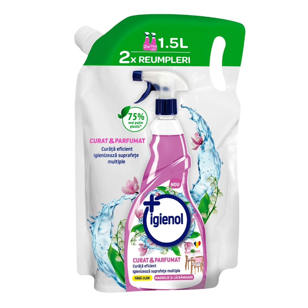 IGIENOL SOLUTIE IGIENIZANTA REZERVA 1.5L MAGNOLIE&LACRAMIOARE