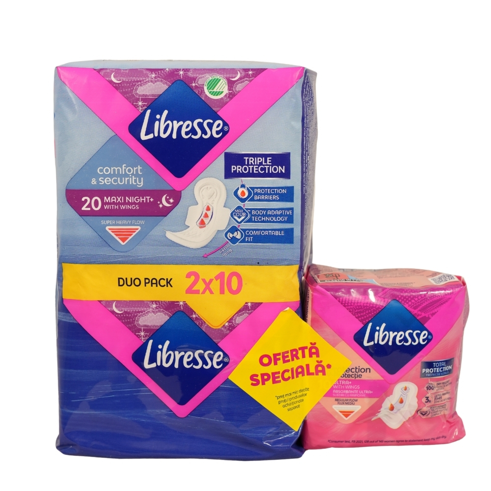 LIBRESSE ABSORBANTE MAXI NIGHT 20BUC+ULTRA NORMAL 10BUC PACHET