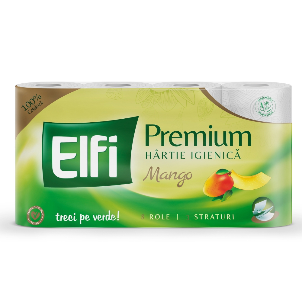 ELFI PREMIUM HARTIE IGIENICA 3STR 8ROLE MANGO