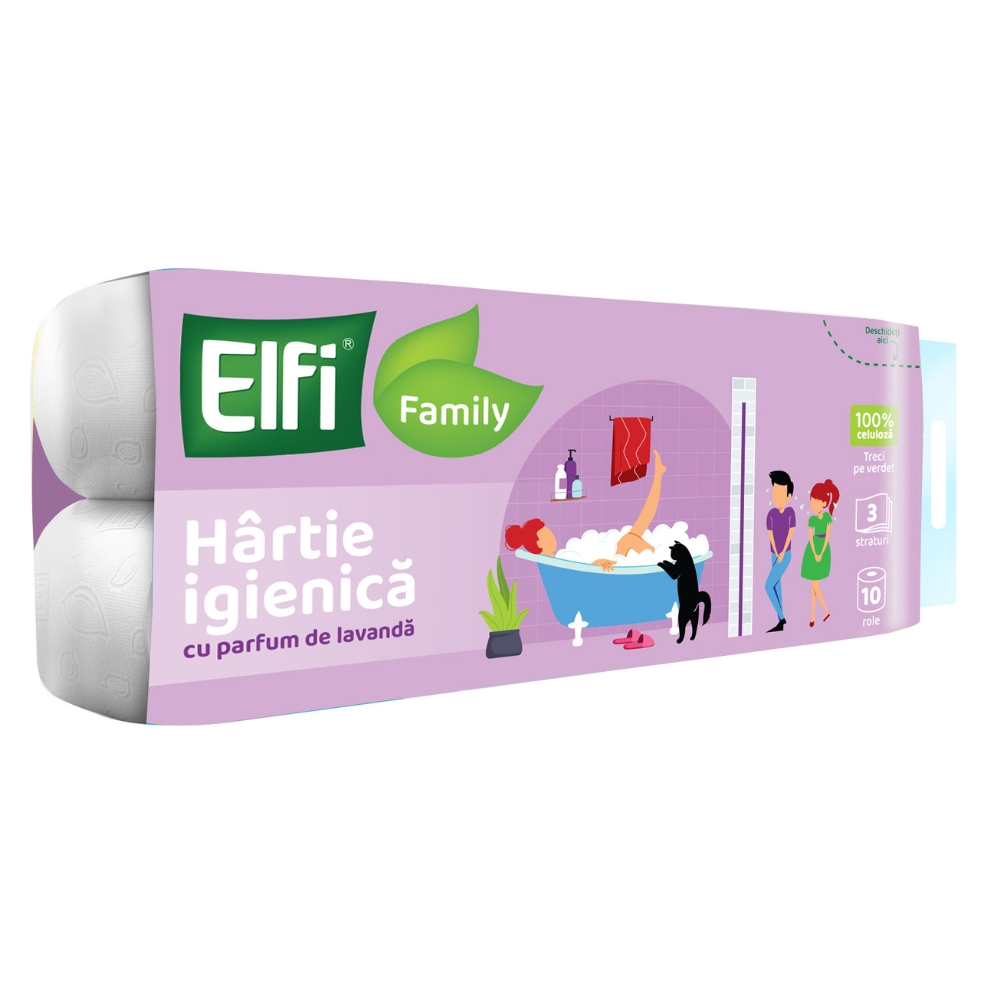 ELFI FAMILY HARTIE IGIENICA 3STR 10ROLE LAVANDA