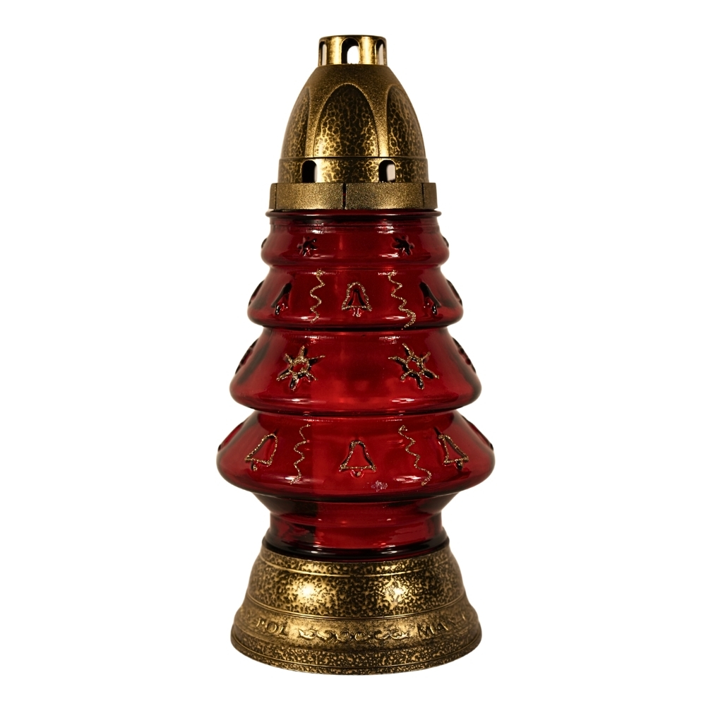 CANDELA STICLA BRAD ROSU CU STELUTE CH-BRD25-STL 28H