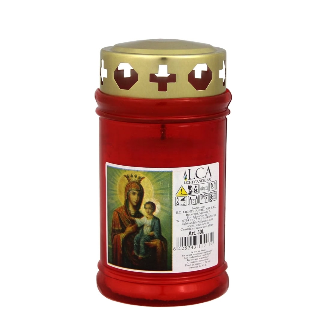 CANDELA PLASTIC CU CAPAC 30S CR ROSU