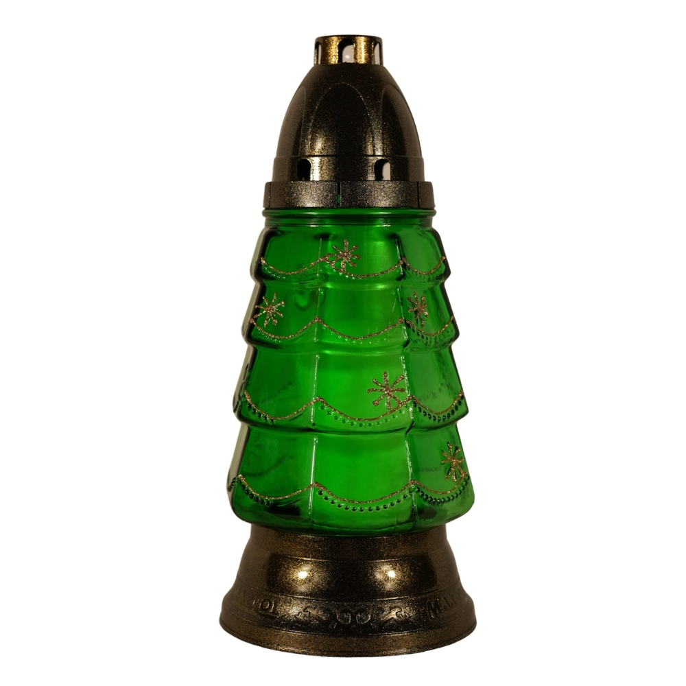 CANDELA STICLA BRAD VERDE CU STELUTE CH-BRD-851-STL 27H