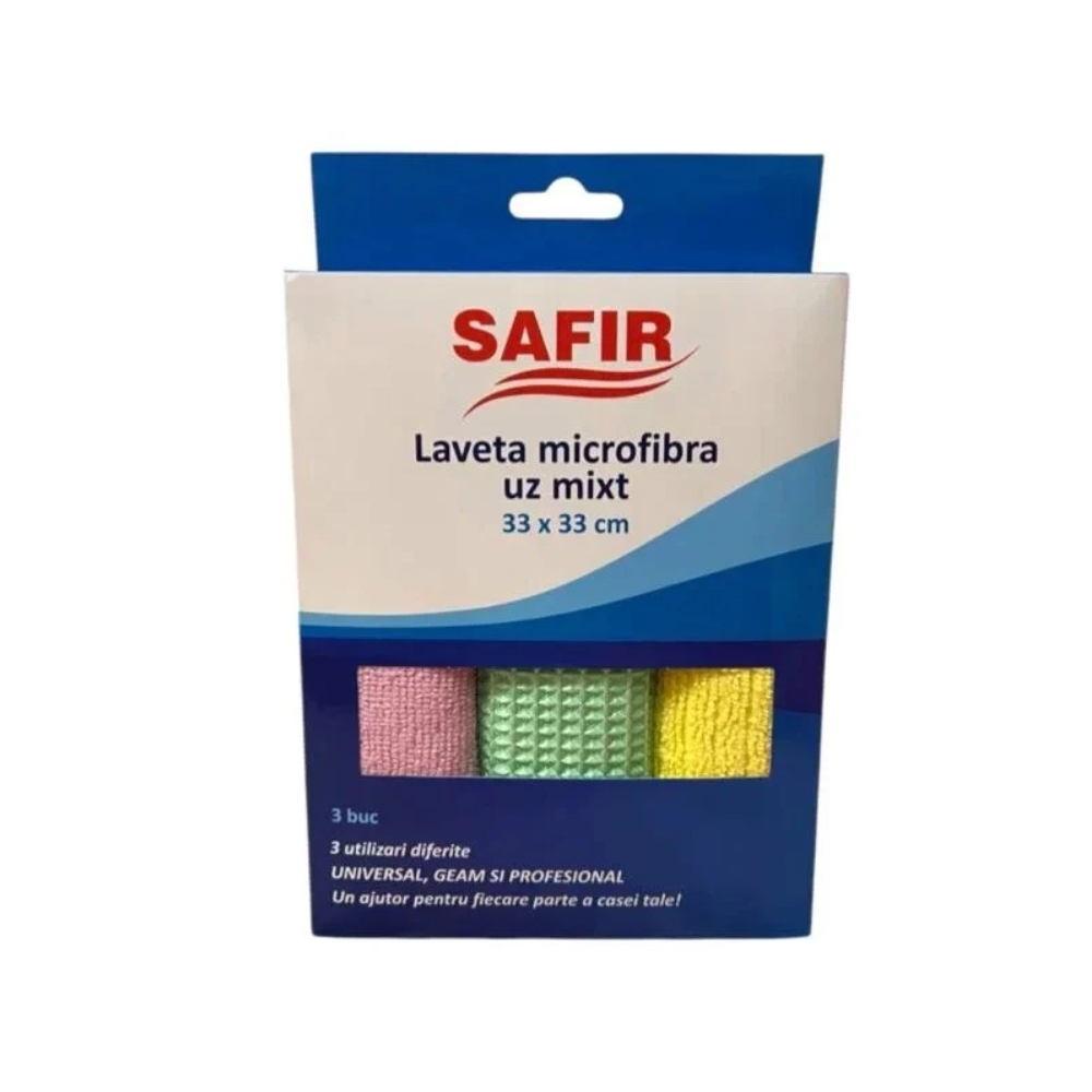 SAFIR LAVETE MICROFIBRA UZ MIXT 33X33CM 3BUC/SET