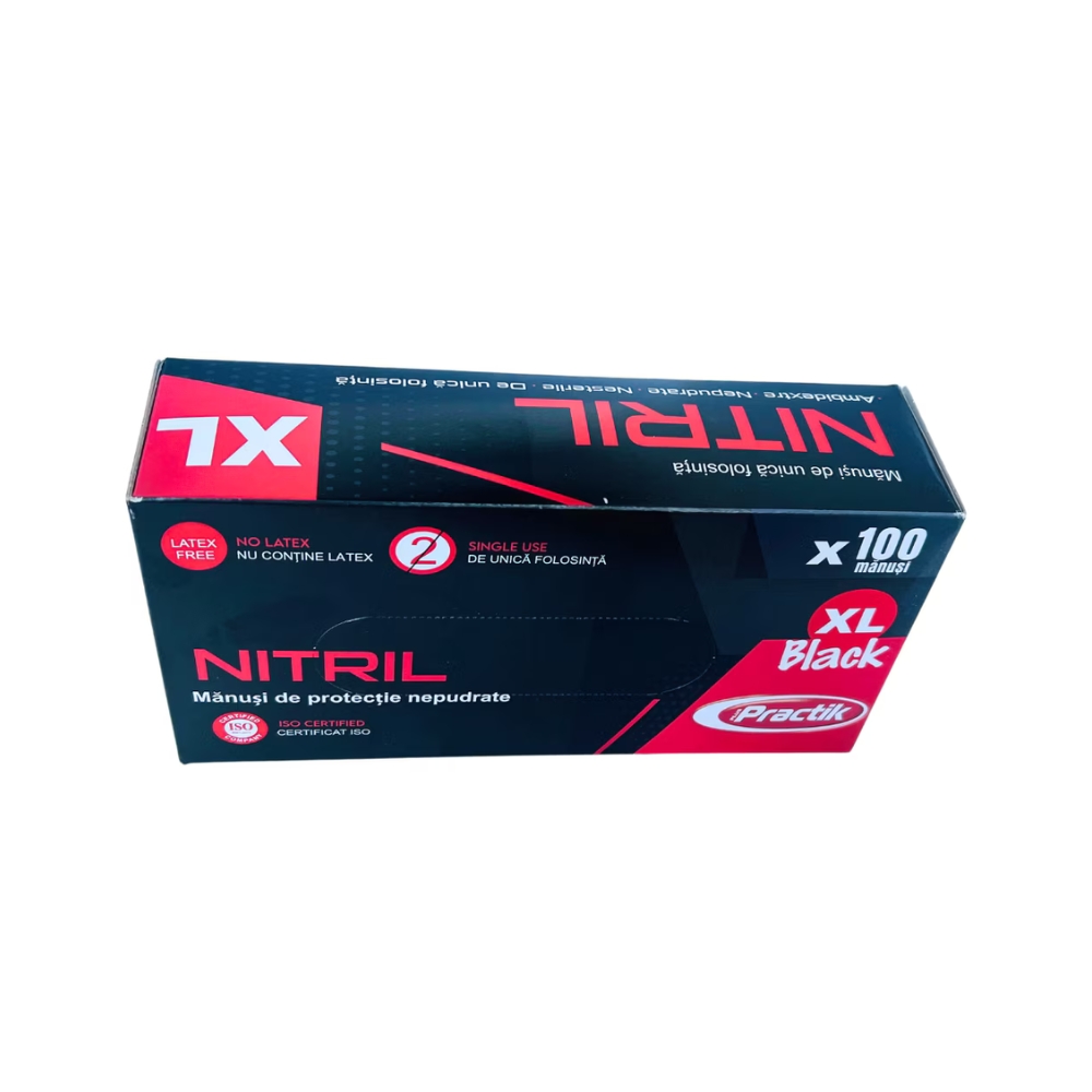 PRACTIK MANUSI NITRIL NEGRE 100BUC XL