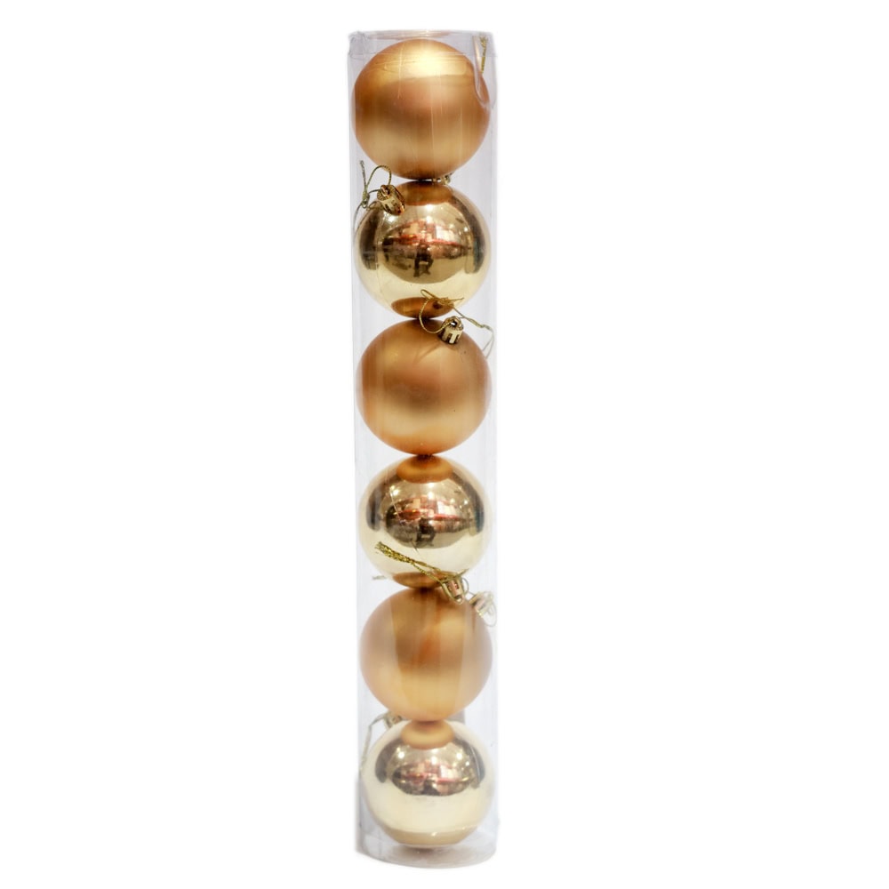 GLOBULETE CRACIUN 7CM 6BUC CHAMPAGNE GC14-34