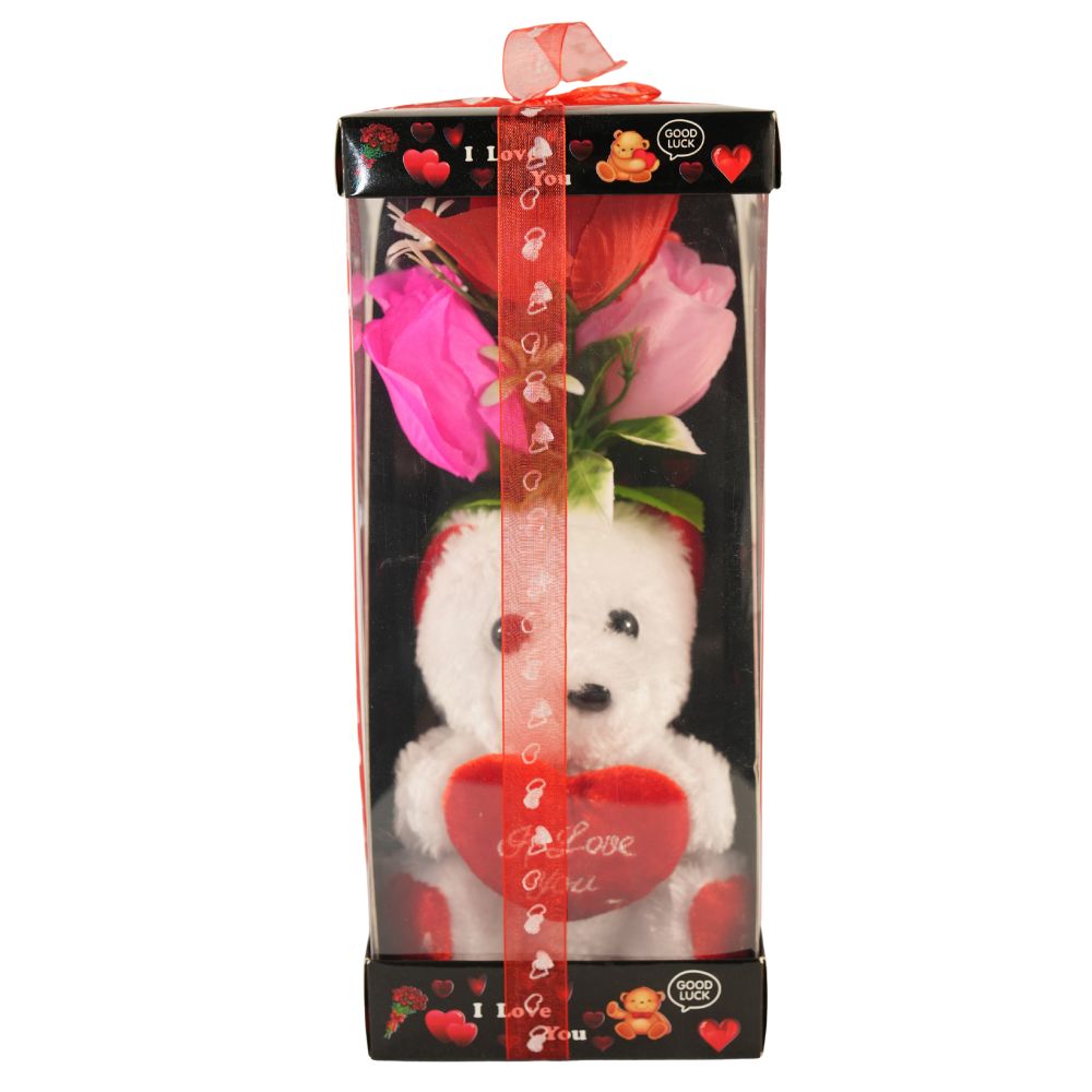 VALENTINE'S CADOU TRANDAFIRI+URSULET 22X18X8.5CM  GM18-9