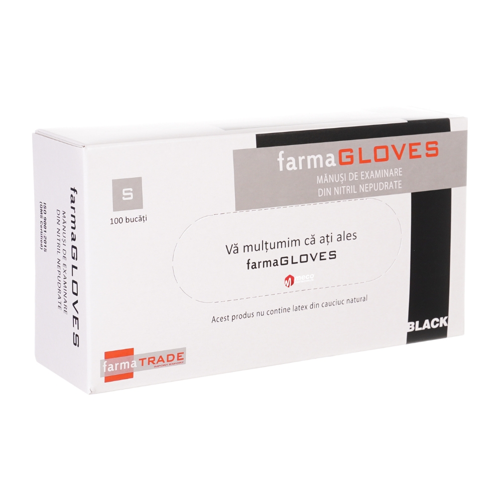 FARMA GLOVES MANUSI NITRIL NEGRE 100BUC S
