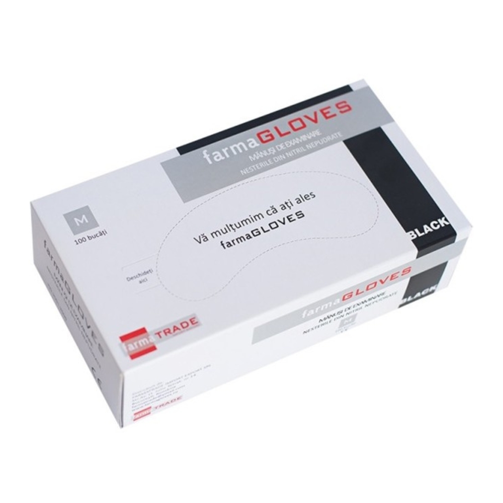 FARMA GLOVES MANUSI NITRIL NEGRE 100BUC M