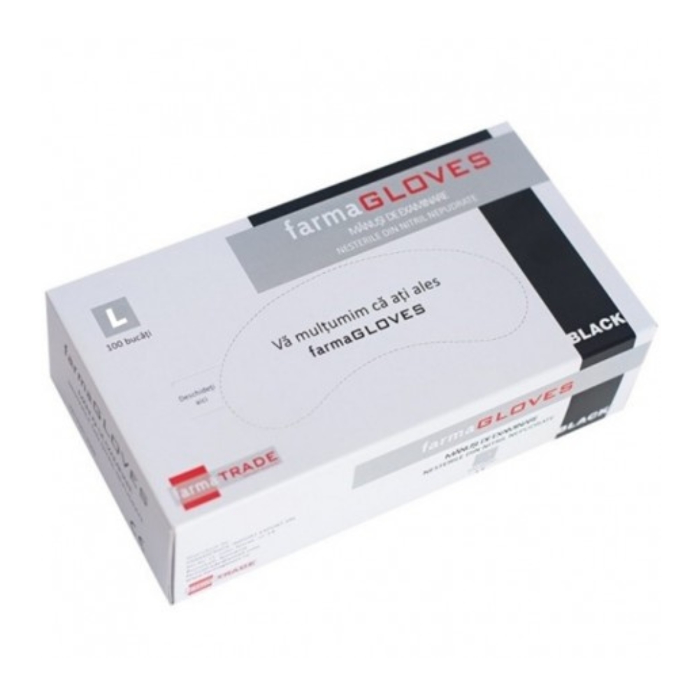 FARMA GLOVES MANUSI NITRIL NEGRE 100BUC L