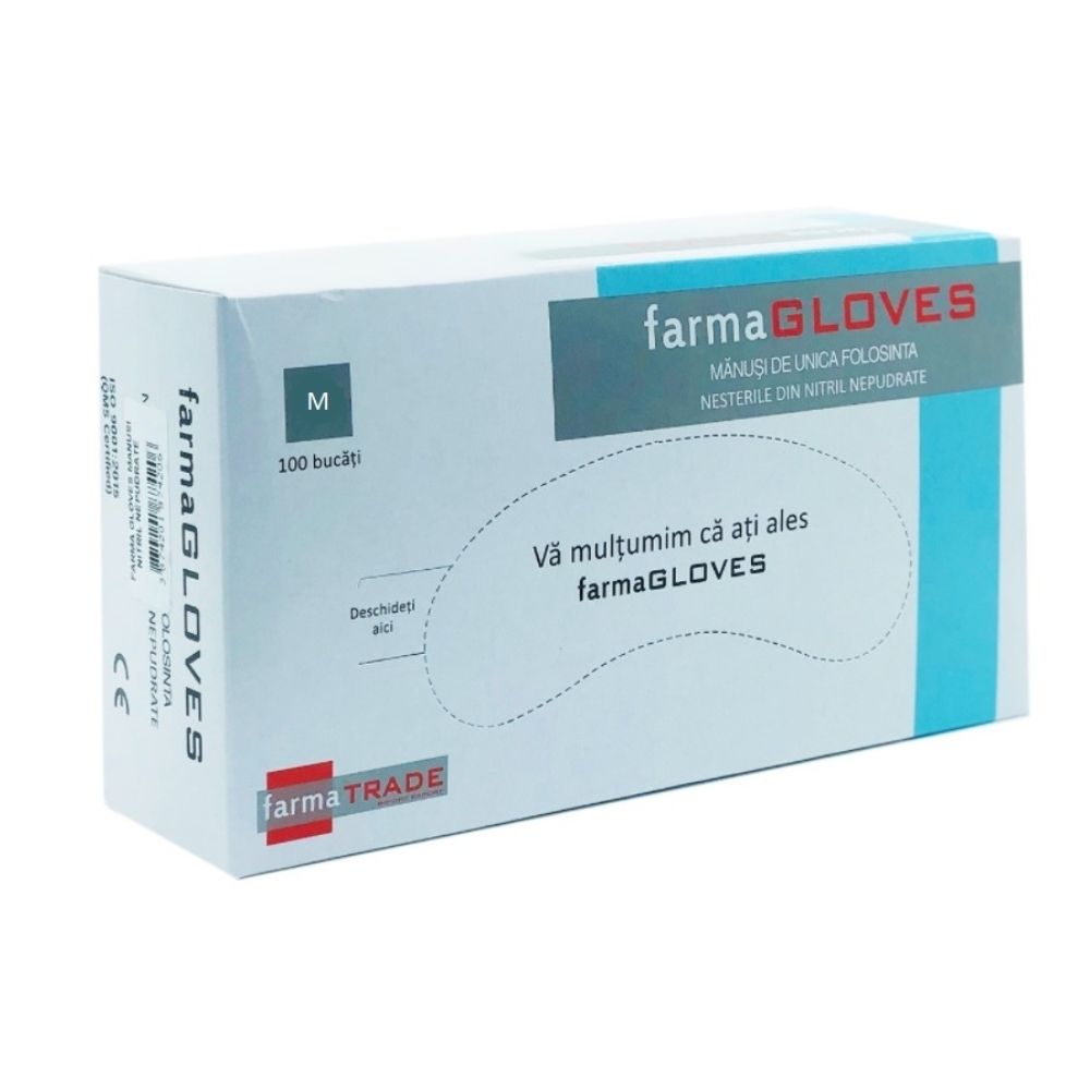 FARMA GLOVES MANUSI NITRIL ALBASTRE 100BUC M