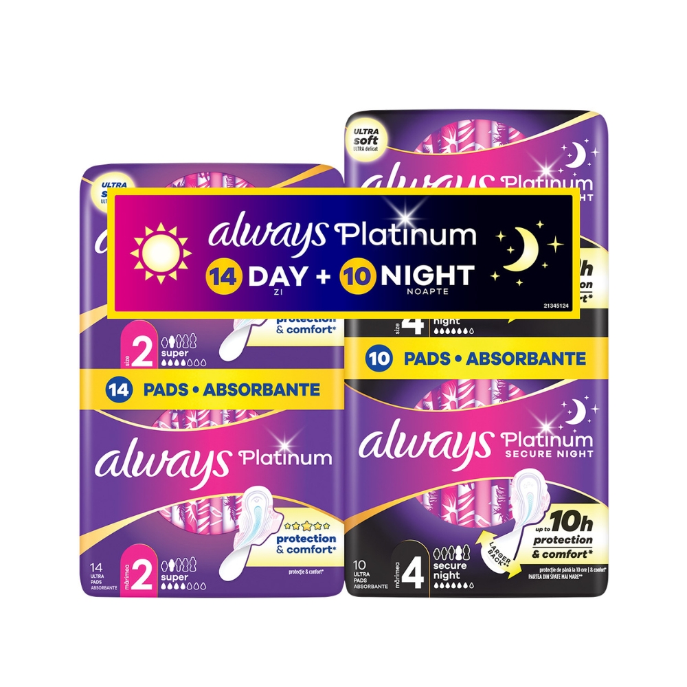 ALWAYS PLATINUM ABSORBANTE 14BUC DAY + 10BUC NIGHT PROMO
