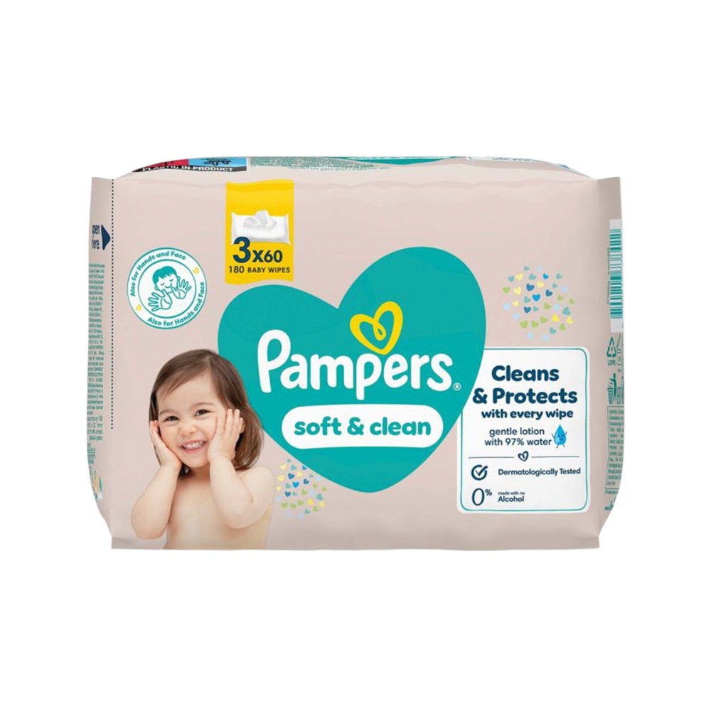 PAMPERS SERVETELE UMEDE 3X60BUC SOFT&CLEAN