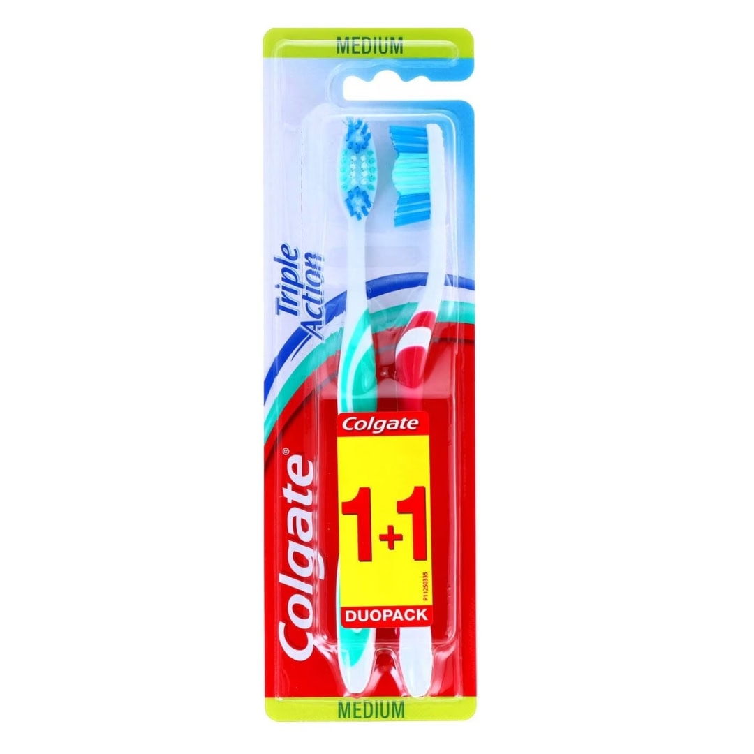 COLGATE PERIUTE TRIPLE ACTION MEDIUM 2BUC/SET