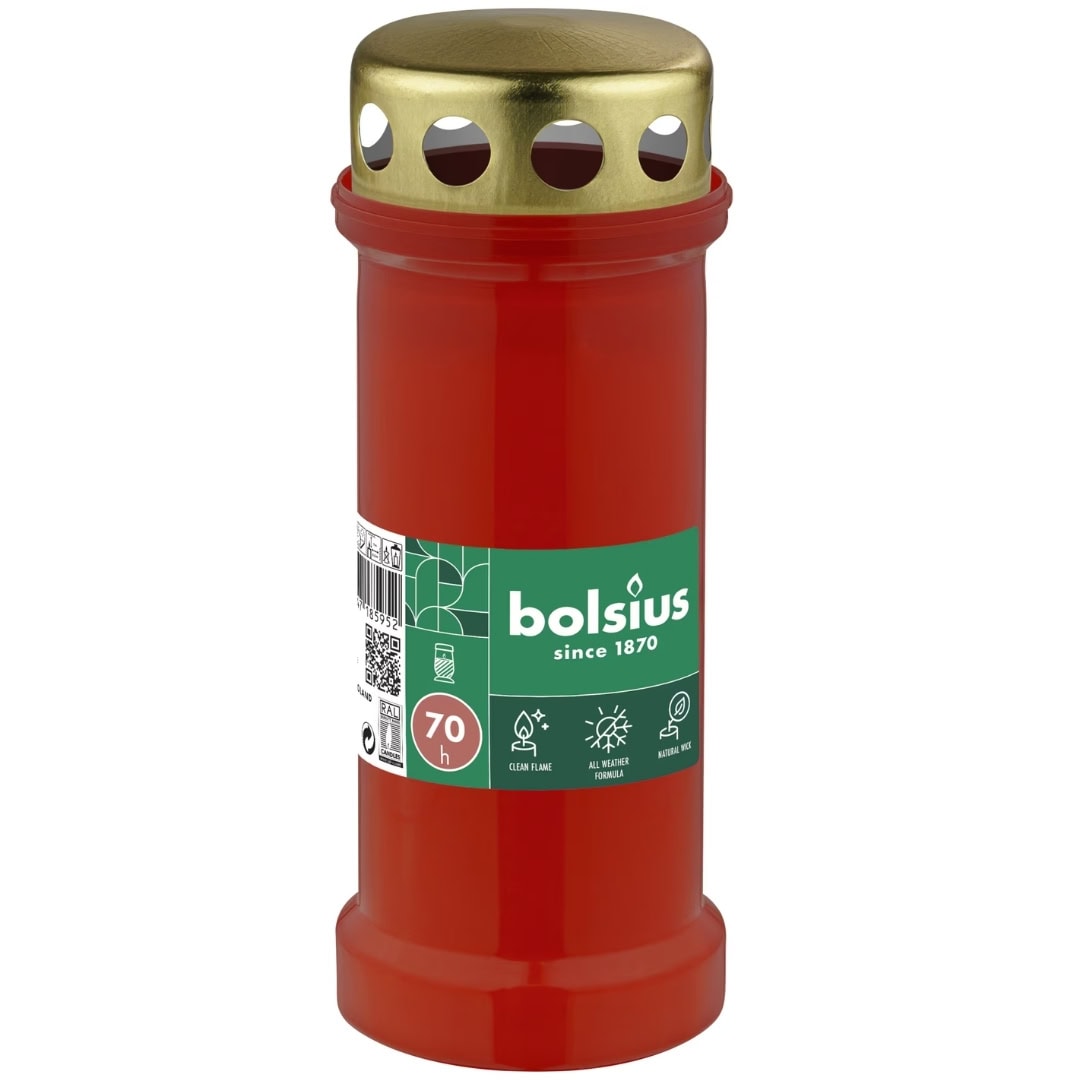BOLSIUS CANDELA PLASTIC CU CAPAC RC6 ROSU 70H